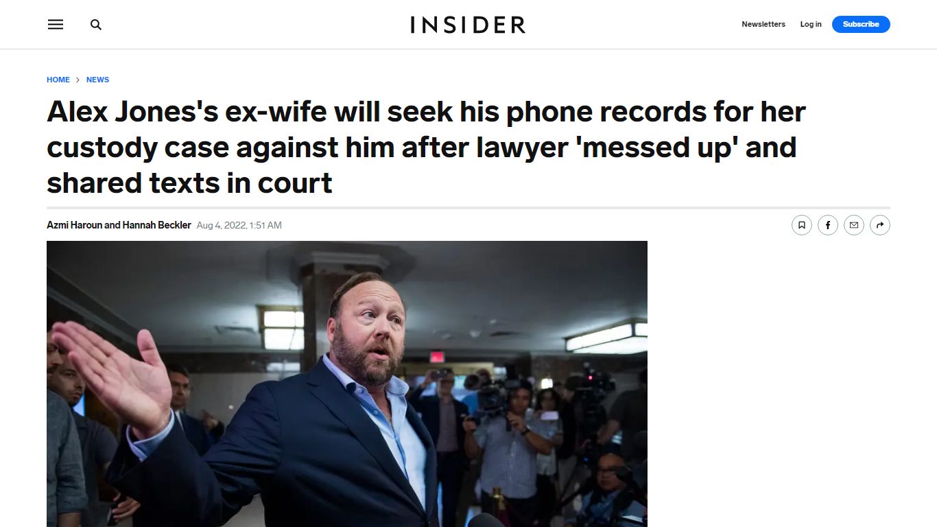 Alex Jones's ex-wife will seek his phone records for her custody case ...