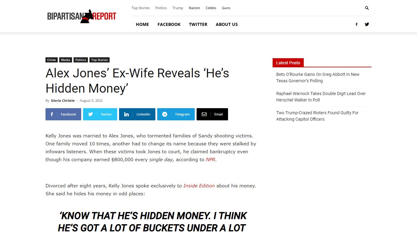 Alex Jones’ Ex-Wife Reveals ‘He’s Hidden Money’